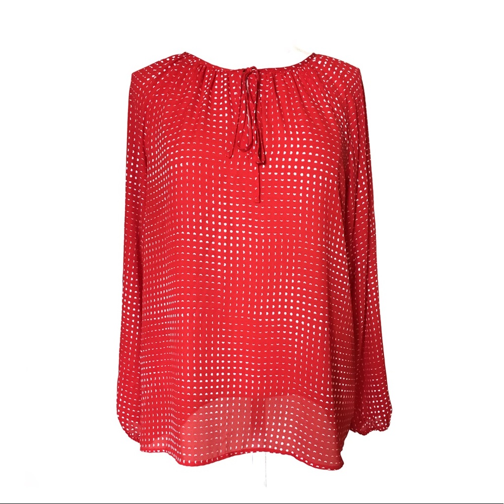 Vince Camuto Red & White Peasant Style Blouse M